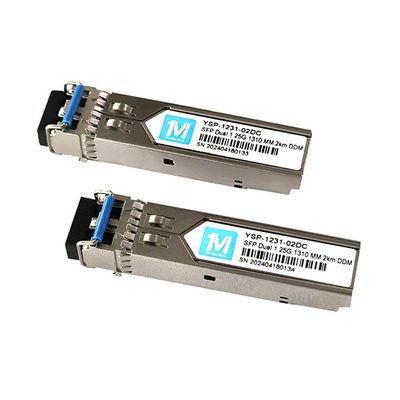 Transceptores de fibra óptica 1.25G Duplex 1310nm LC Connector DDM 1000BASE MMF/SMF Transceptor SFP enchufable para una distancia de 2 km