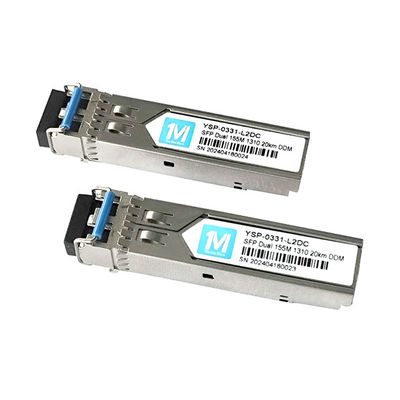 Conector LC de larga distancia 155M Duplex 20km 1310nm DDM 100BASE SMF módulo de fibra óptica Transceptor SFP enchufable para FTTX