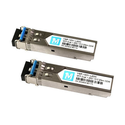1.25G Duplex 20km 1310nm LC Connector 1000BASE SMF módulo de fibra óptica SFP Transceptor enchufable con implementación DDMI