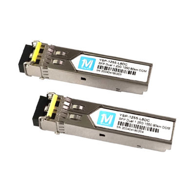 1.25G Duplex 80km 1550nm Conector LC DDM 1000BASE SMF Modulo de fibra óptica SFP Transceptor enchufable 3.3V