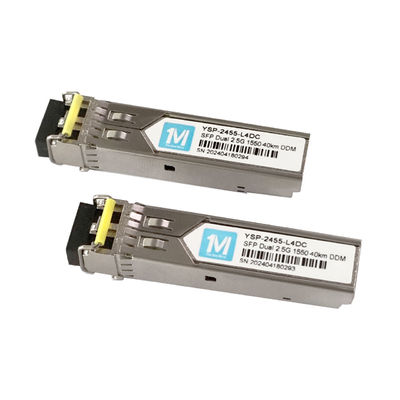 Conector DDM LC de 40 km de distancia 1550nm Transceptor SFP enchufable para módulo de fibra óptica SMF con velocidad de datos de 2.5G