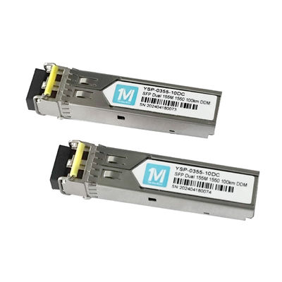 155M Duplex 100km 1550nm LC Connector DDM 100BASE SMF Fibra óptica módulo SFP Transceptor enchufable para la transmisión de datos