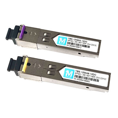 1.25G BIDI SC SMF Fibra WDM Modulo óptico simple SFP Transceptor 120km 1490nm/1550nm