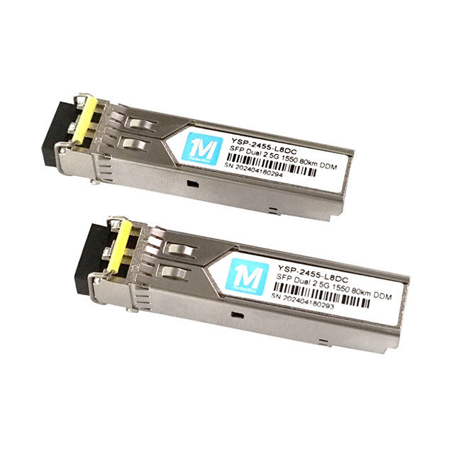 Tasa de datos 2.5G Duplex 80km 1550nm Conector LC DDM Transceptor SFP enchufable para transceptores de fibra óptica de larga distancia