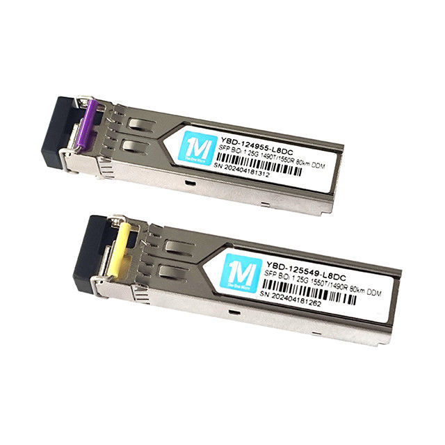 SMF 1.25G BIDI 80km 1490nm/1550nm Conector LC DDM WDM Modulo óptico simplex Transceptor módulo SFP en la red Wiegand