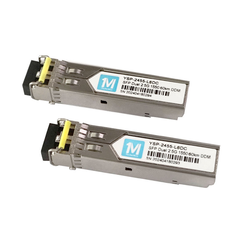 60km Distancia 2.5G Duplex 1550nm LC Conector DDM SMF Fibra óptica módulo SFP Transceptor enchufable para la red de ancho de banda