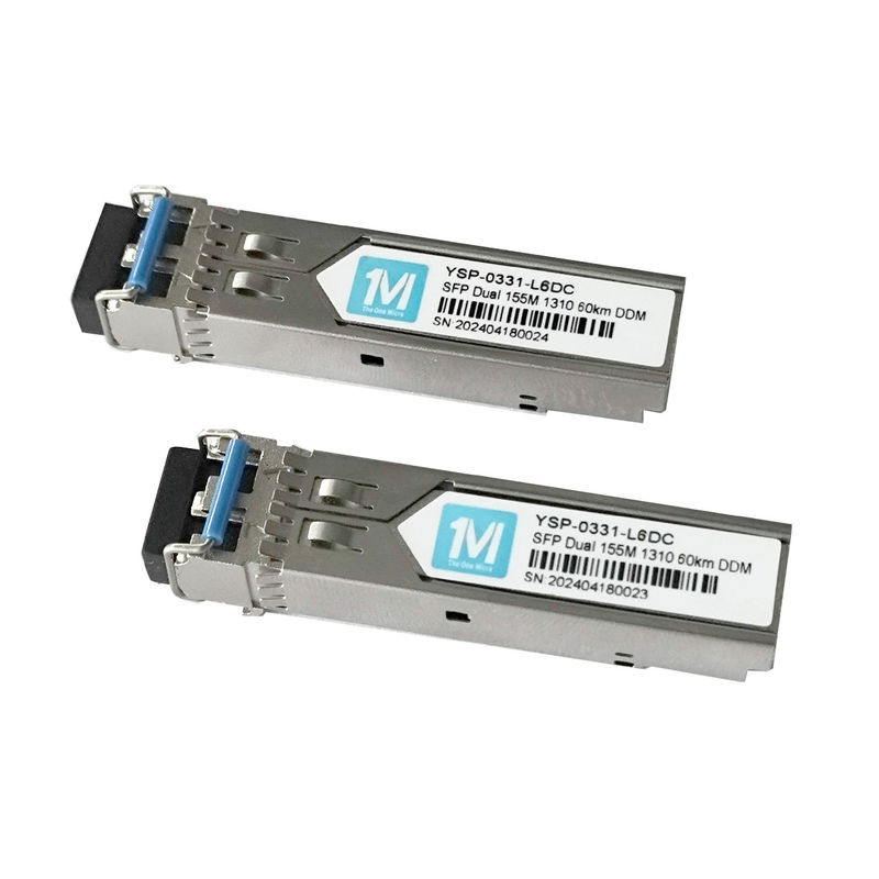 155M Conector LC dúplex DDM 100BASE SMF módulo de fibra óptica Transceptor SFP enchufable para red TCP 60km módulo de 1310nm