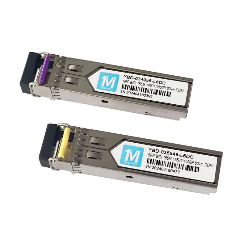 FTTX Transceptores de fibra óptica de tiempo 155M BIDI 60km 1490nm/1550nm Conector LC DDM WDM Módulo SFP Simplex para el tiempo FTTX