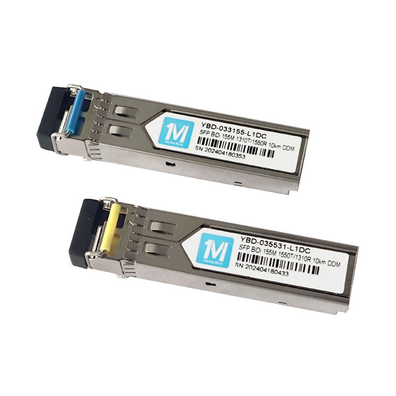 3.3V Transceptores de fibra óptica 155M BIDI 10km 1310nm/1550nm Conector LC DDM WDM Modulo SFP Simplex para la transmisión de datos